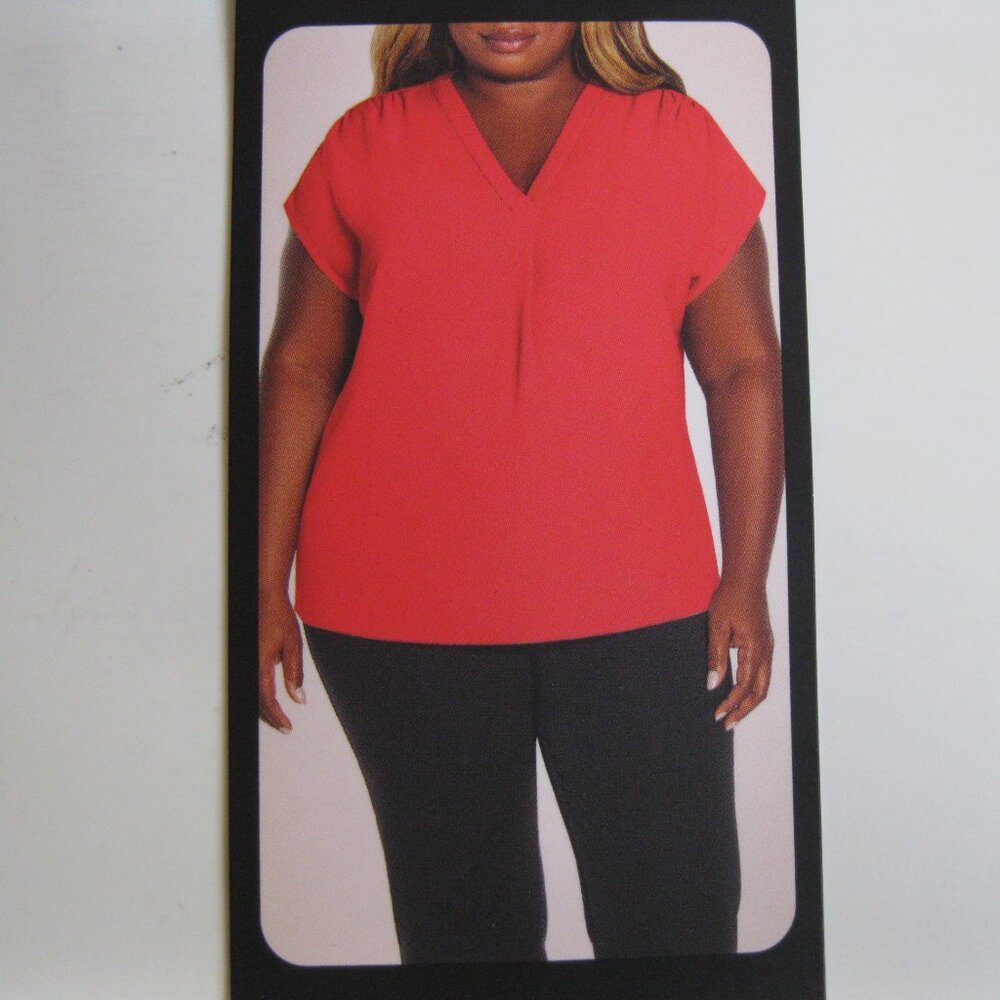 Banana Republic Women's Front Pleat Relaxed Fit Blouse Top, Red, XL (1442)